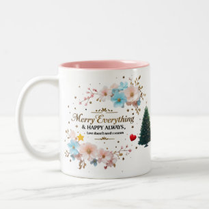 Bicolor Taza de café elegante floral de vacaciones