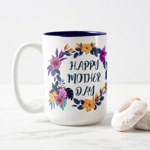 Bicolor Taza de café elegante floral personalizada para el