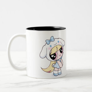Bicolor Taza de café estética de chica de anime Chibi lind