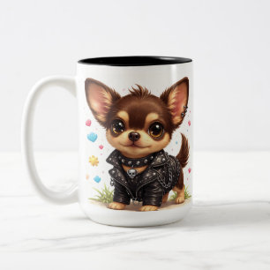 Bicolor Taza de café estilo Chihuahua punk