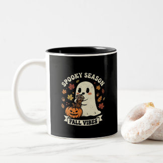 Bicolor Taza de café fantasma lindo de temporada espeluzna