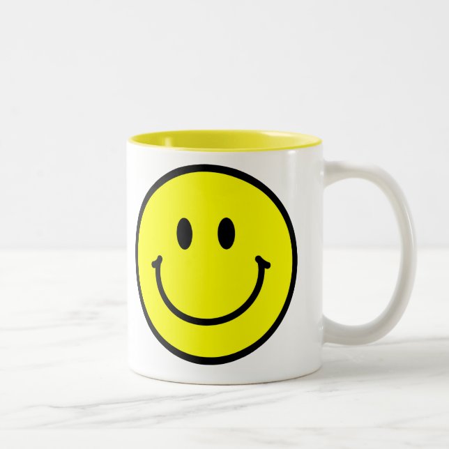 Bicolor Taza de café feliz de la cara (Derecha)