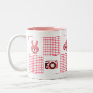 Bicolor Taza de café femenina rosa linda