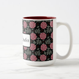 Bicolor Taza de café floral de rosas acogedoras de inviern