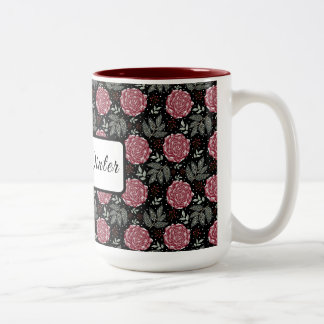 Bicolor Taza de café floral de rosas acogedoras de inviern