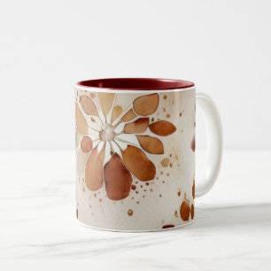 Bicolor Taza de café floral delicada con acuarela