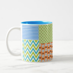 Bicolor Taza de café floral tropical colorida – Flujo vibr