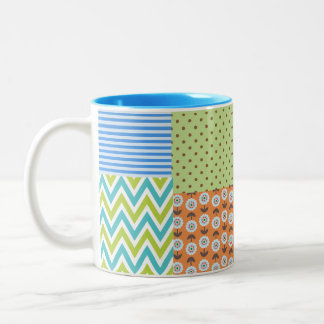 Bicolor Taza de café floral tropical colorida – Flujo vibr