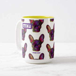 Bicolor Taza de café francesa linda y colorida