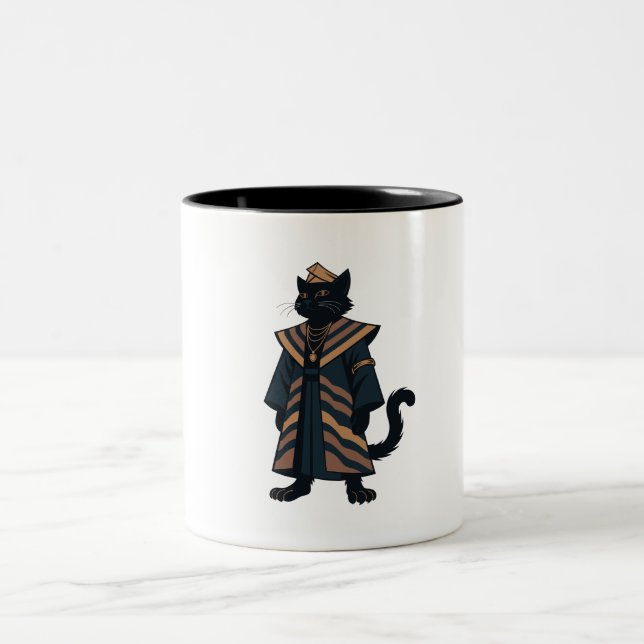 Bicolor Taza de café gato negro faraón (Centro)