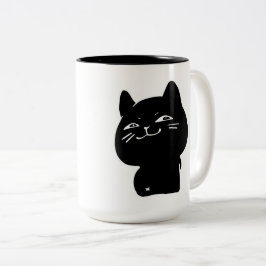Bicolor Taza de café gato negro regordete kawaii