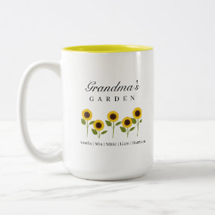 Bicolor Taza de café girasol del jardín de la abuela