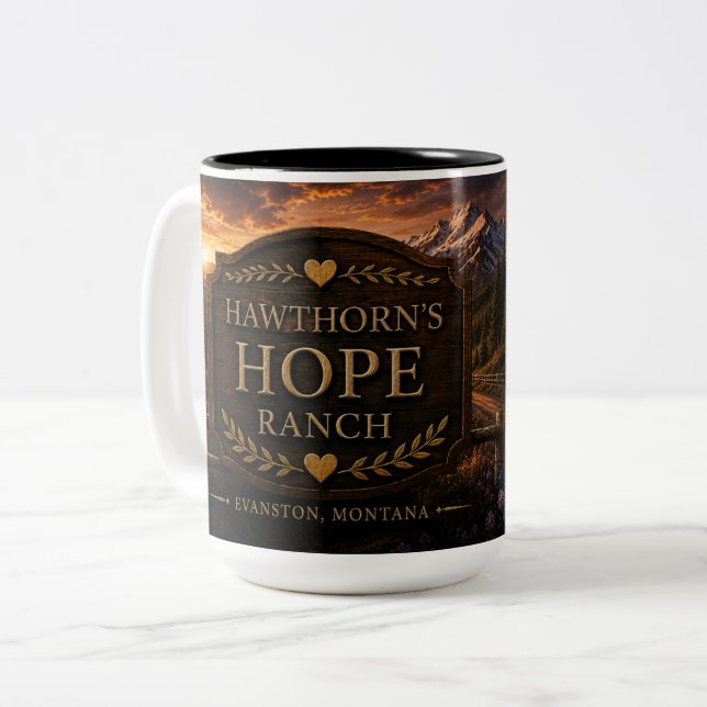 Bicolor Taza de café Hawthorn's Hope Ranch (Anverso izquierdo)
