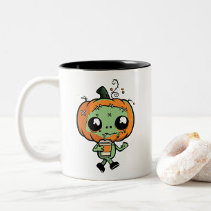 Bicolor Taza de café helado con calabaza zombie Kawaii lin