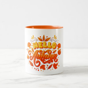 Bicolor Taza de café Hola Otoño Hojas de Otoño Dos tonos