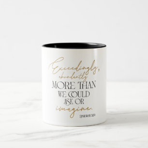 Bicolor Taza de café inspiradora dorada y negra de Efesios