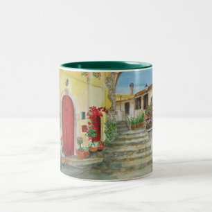 Bicolor Taza de café italiana Italia té de chocolate calie
