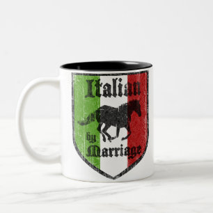 Bicolor Taza de café Italiano por matrimonio