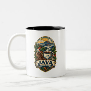 Bicolor Taza de café Java de la mañana con dos tonos vinta