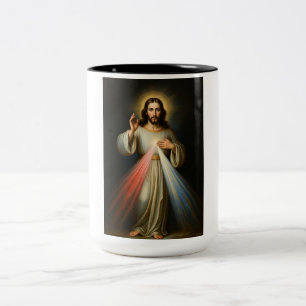 Bicolor Taza de café Jesús de la Divina Misericordia