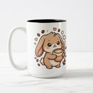 Bicolor Taza de café kawaii de conejo lindo de dos tonos