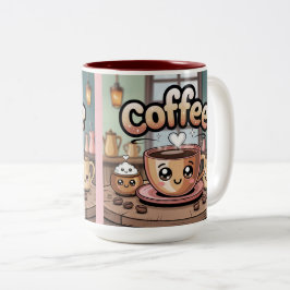 Bicolor Taza de café linda de dos tonos granate