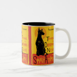Bicolor Taza de café linda del perro del Pinscher del