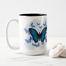 Bicolor Taza de café - Mariposa Azul