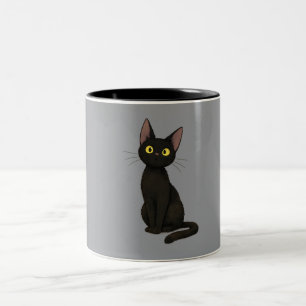 Bicolor Taza de café minimalista de dos tonos de gato