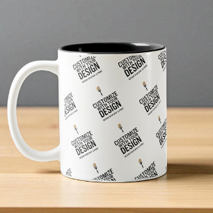 Bicolor Taza de café minimalista personalizada con marca d