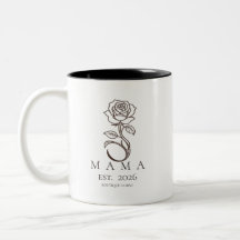 Taza de café minimalista rosa MAMA personalizada