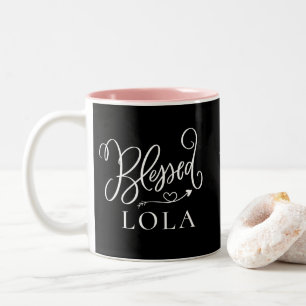 Bicolor Taza de café moderna bendita Lola