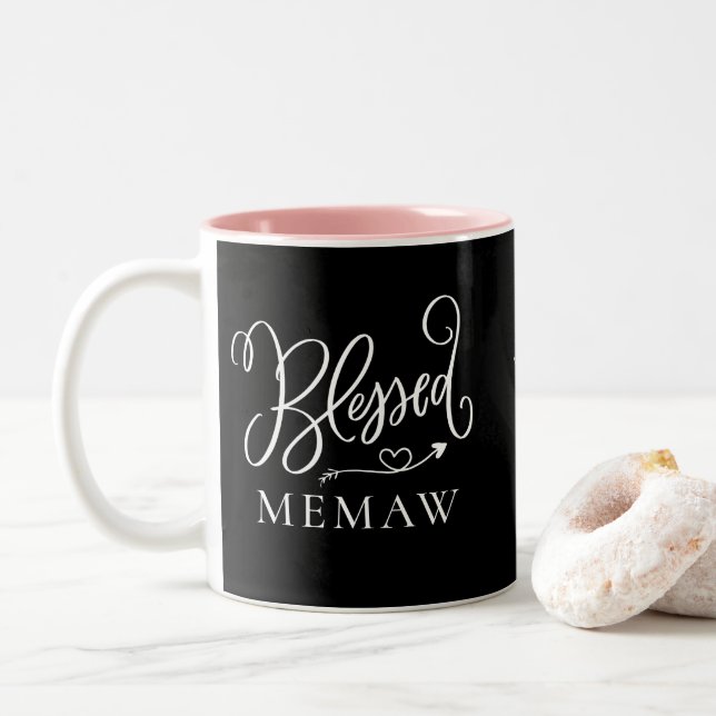 Bicolor Taza de café moderna Memaw bendita (Con donut)