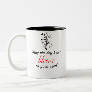 Bicolor Taza De Café Motivacional De Flor De Minimalista B