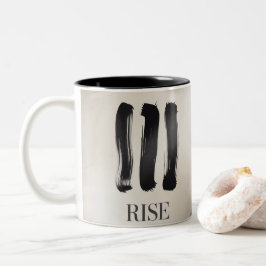 Bicolor Taza de café motivacional Rise con Bru minimalista
