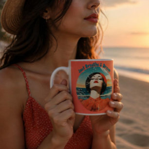 Bicolor Taza de café naranja retro para respirar y soñar
