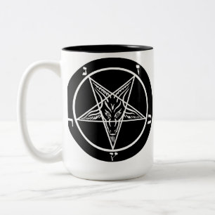 Bicolor Taza de café negra del metal SATAN Baphomet 666