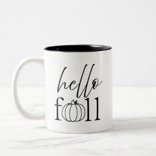 Bicolor taza de café negro y blanco hola otoño