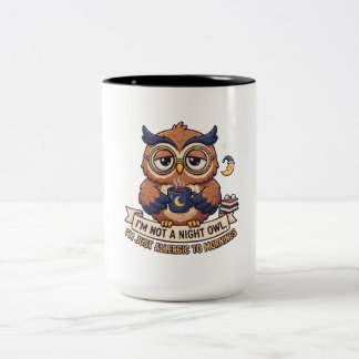Bicolor Taza de café No soy un búho nocturno | Alérgico a