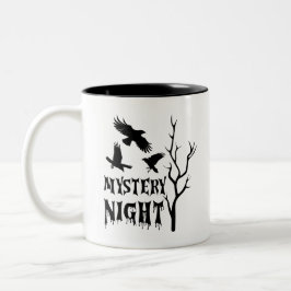 Bicolor Taza de café nocturna gótica de cuervo misterioso