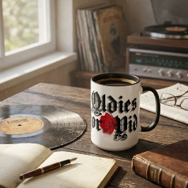 Bicolor Taza de café Oldies por vida