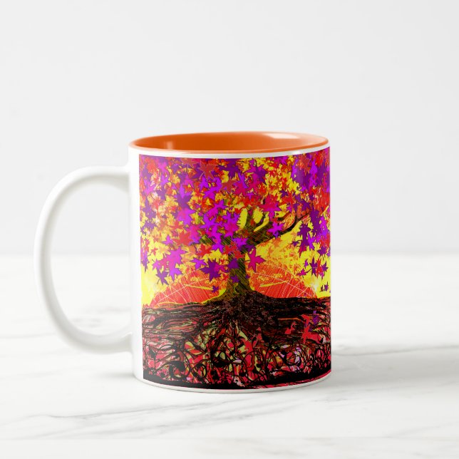 Bicolor Taza de café Original Art-Raíces Profundas (Izquierda)