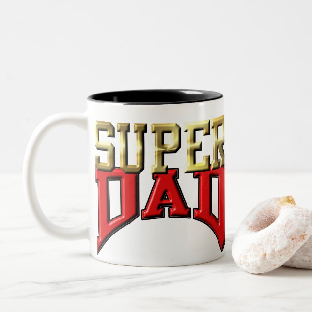 Bicolor Taza de café - "PAPÁ ESTUPENDO " (Con donut)