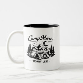 Bicolor Taza de café para acampar Más campo Menos preocupa