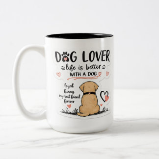 Bicolor Taza de café para amantes de perros para dueños de