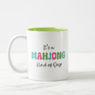 Bicolor Taza de café para amantes del Mahjong