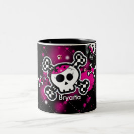 Bicolor Taza de café para chicas con corazones rosados crá