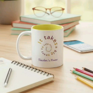 Bicolor Taza de café para maestro con corazón en espiral -