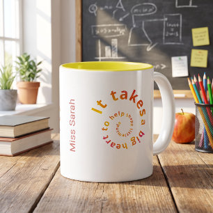 Bicolor Taza de café para maestro con corazón en espiral -