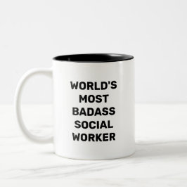 Bicolor Taza de café para trabajador social más malvado de
